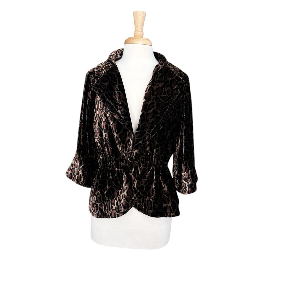 Manuys Elegant Brown and Black Velvet Vest with Peplum Style Size Medium
